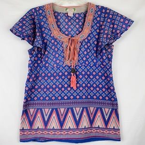 Flying Tomato | Boho Print Top with Tassels S